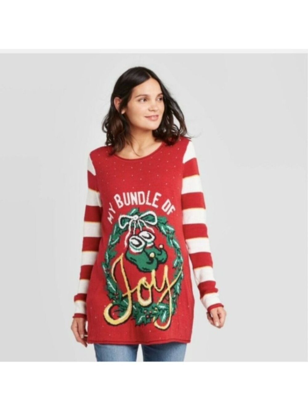 My Bundle Of Joy Ugly Christmas Sweater Isabel Maternity XL Red Green Knit